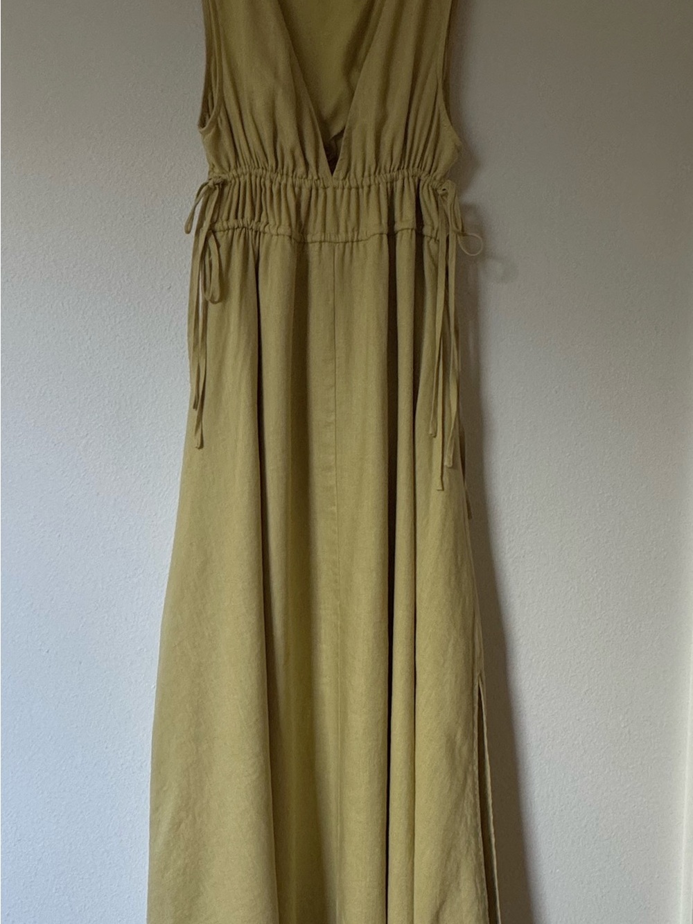 DISSH 100% Linen Apple Green Lined Maxi Dress Size 4